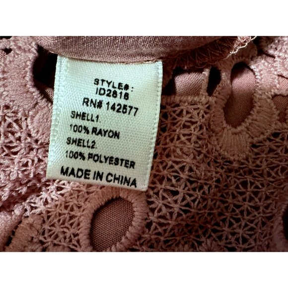 Iris Off Shoulder Mauve Cover-Up Dress Lace Sleeves Hem Cotton Shift Boho Sz S - Picture 8 of 8